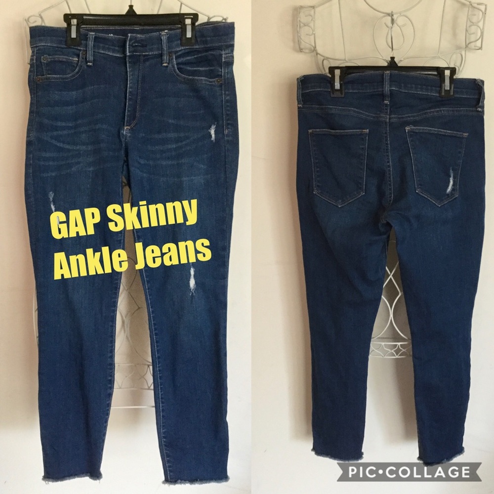 GAP Skinny Ankle Jeans Raw Hem EUC❤️ 29 Petite